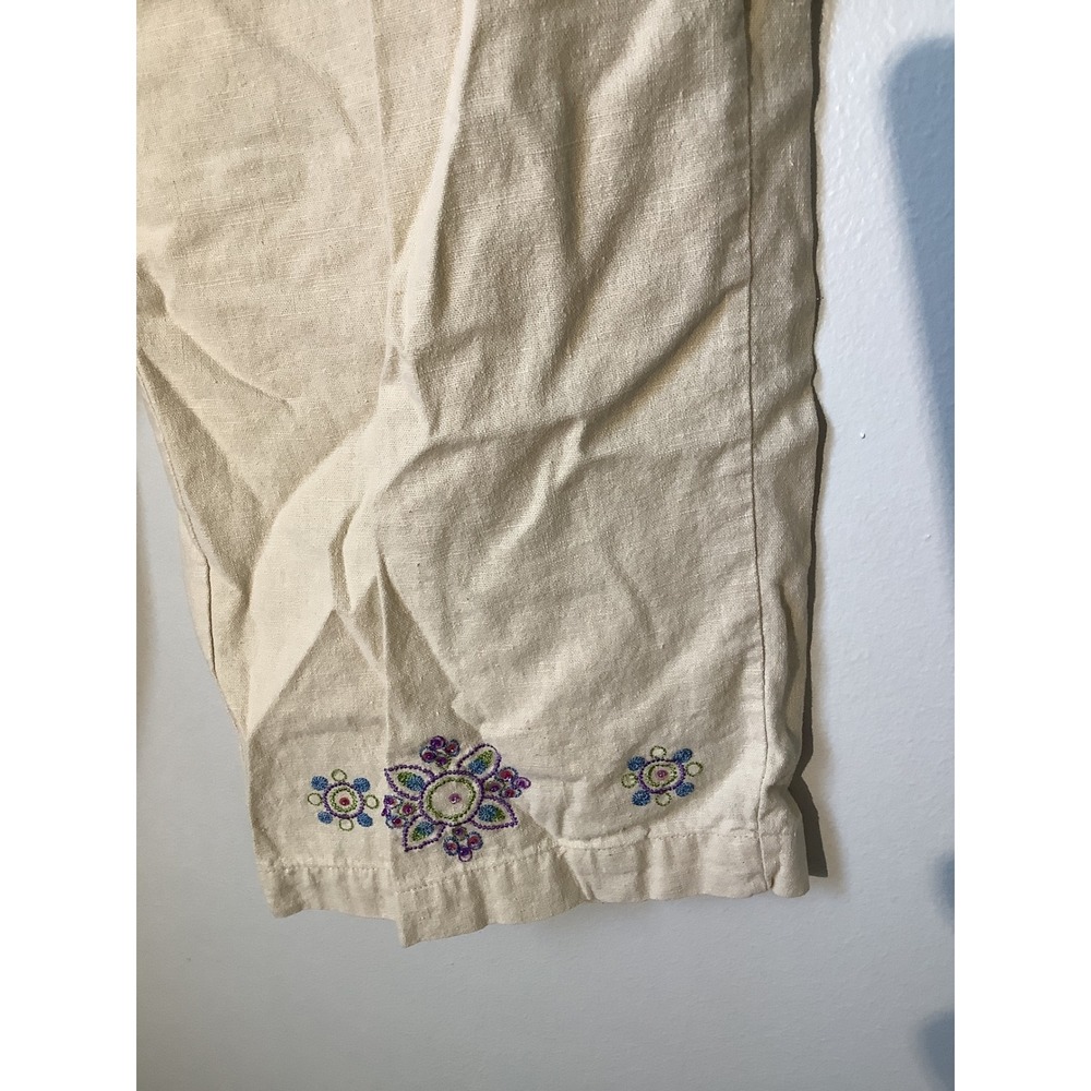 Kim Roger's Linen Blend Outfit Embroidered Floral‎ Details Set Size L - Picture 2 of 10